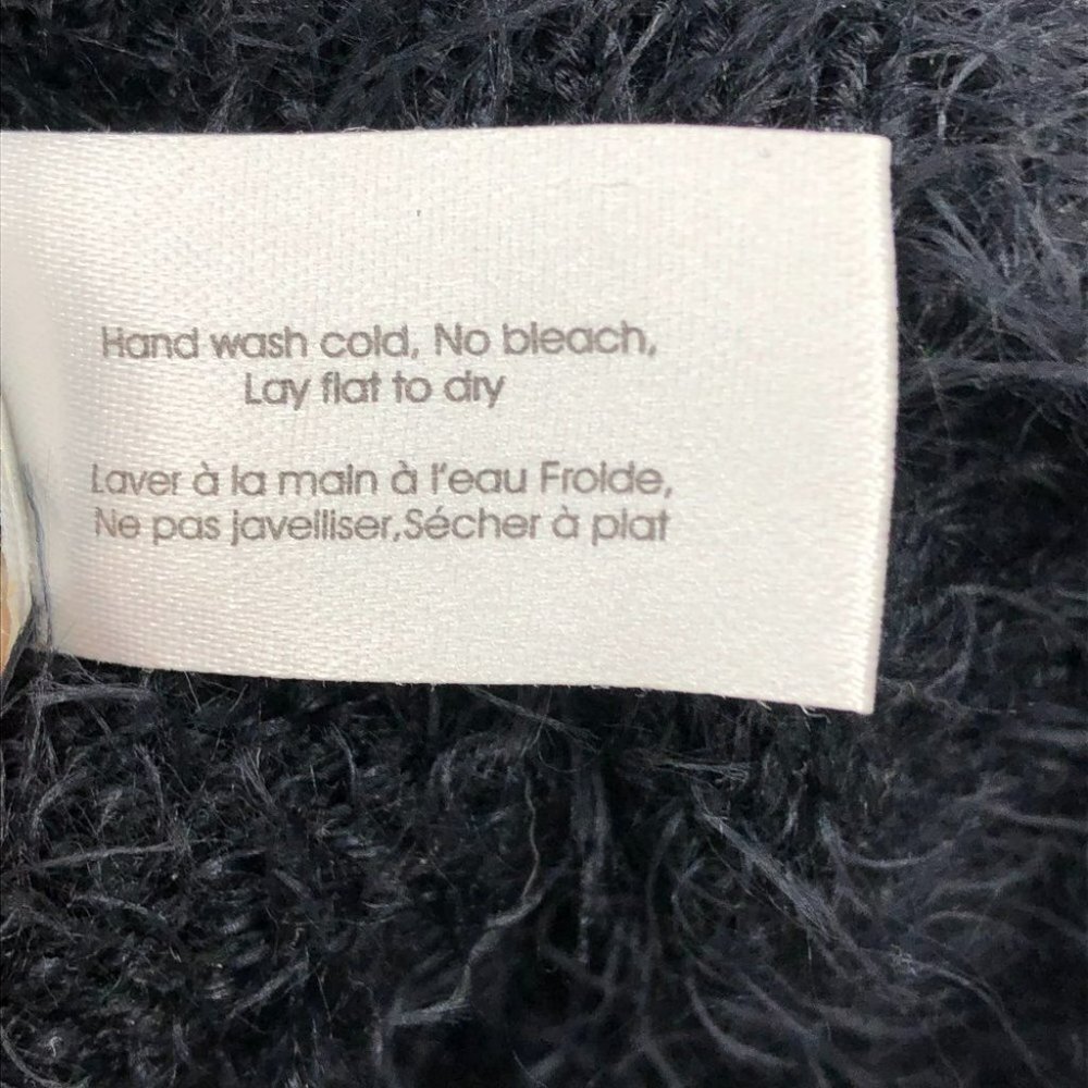 Monk & Lou Black  Eyelash Knit fuzzy soft sweater scoop or V neck 3/4 sleeve XS - Picture 7 of 15